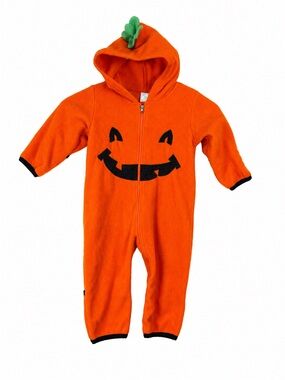 Cuddle Club 12-18 month Toddler Orange Pumpkin Hooded Fleece One Piece Halloween